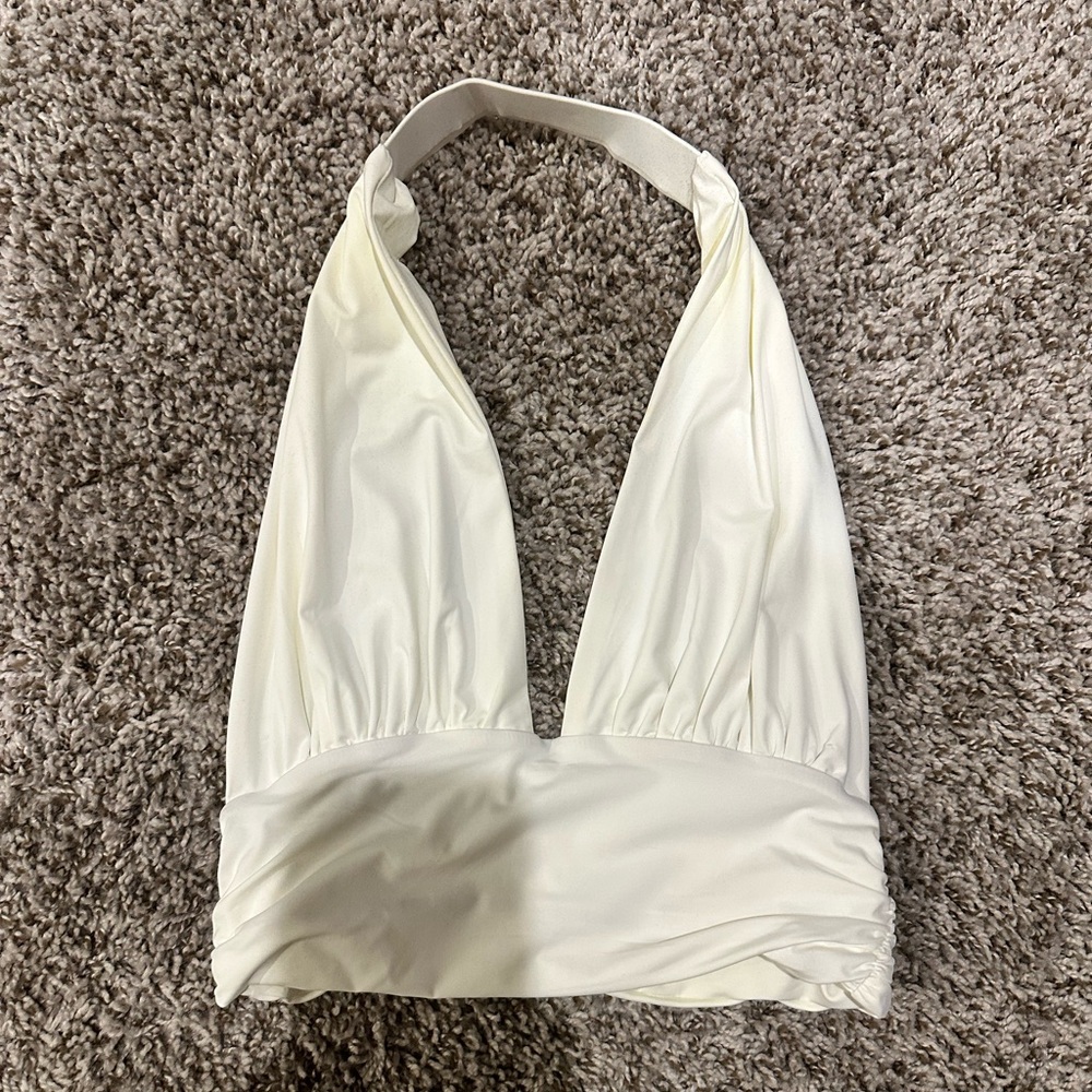 White Princess Polly Crop Halter Top